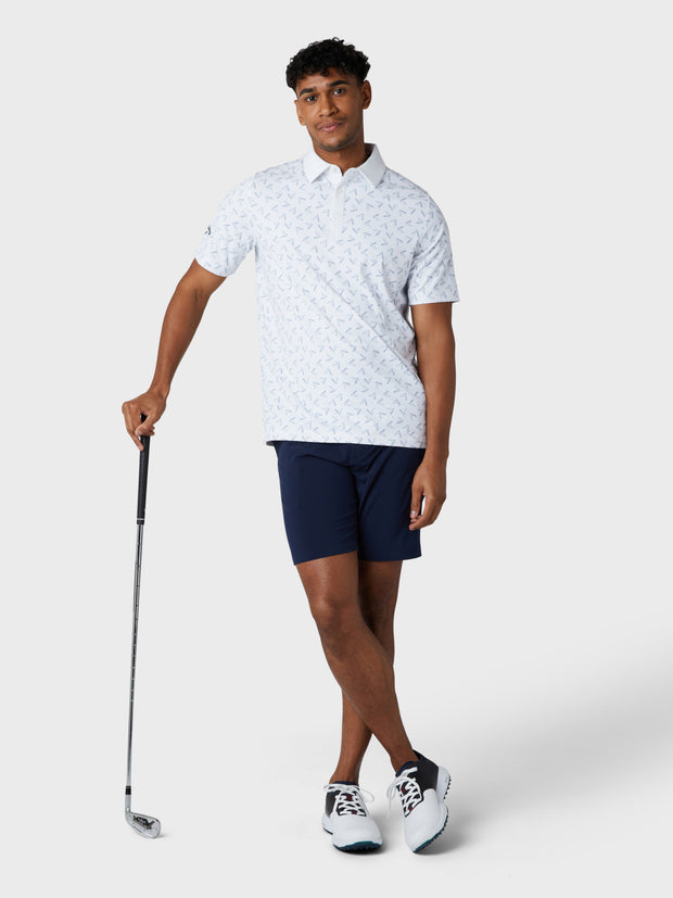 Short Sleeve Chev Trademark Print Polo Shirt In Bright White