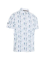 Short Sleeve All Over Golf Essentials Print Polo Shirt In Bright White