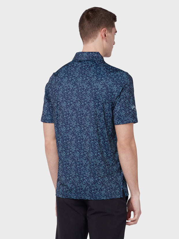 All Over Chev Printed Polo In Peacoat