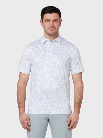 All Over Chev Printed Polo In Bright White