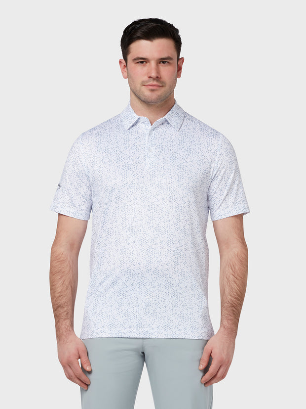 All Over Chev Printed Polo In Bright White