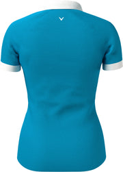 Women's V-Placket Colourblock Polo Top In Vivid Blue