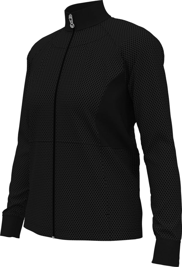 Women's Hexagon Heather Fleece Long Sleeve Golf Jacket In Caviar