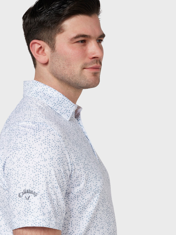 All Over Chev Printed Polo In Bright White