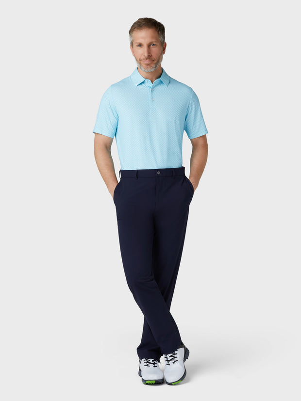 Men's All Over Tradmark Print Polo In Scuba Blue