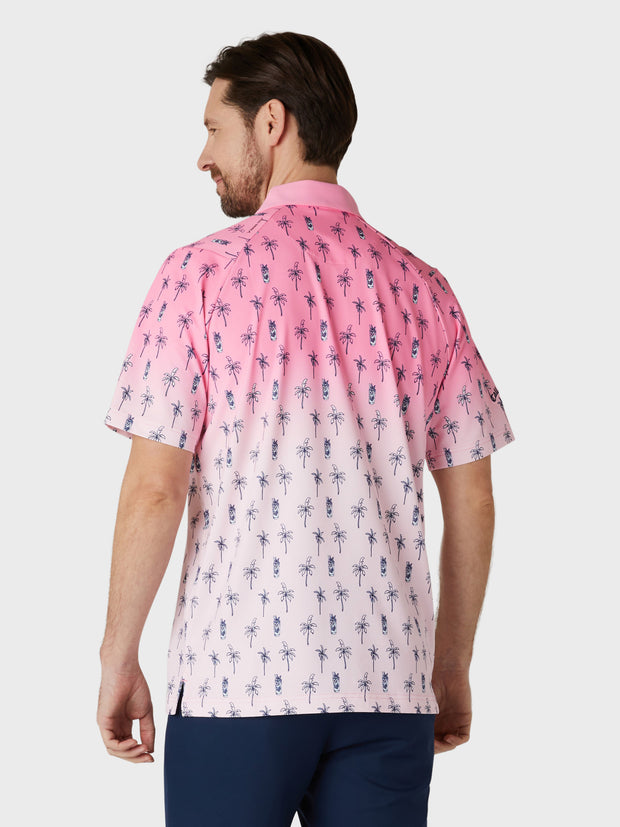 Short Sleeve Mojito Ombre Print Polo Shirt In Candy Pink