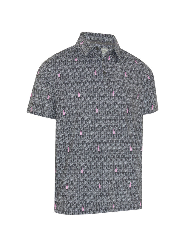 Short Sleeve All Over Scotch Novelty Print Polo Shirt In Asphalt