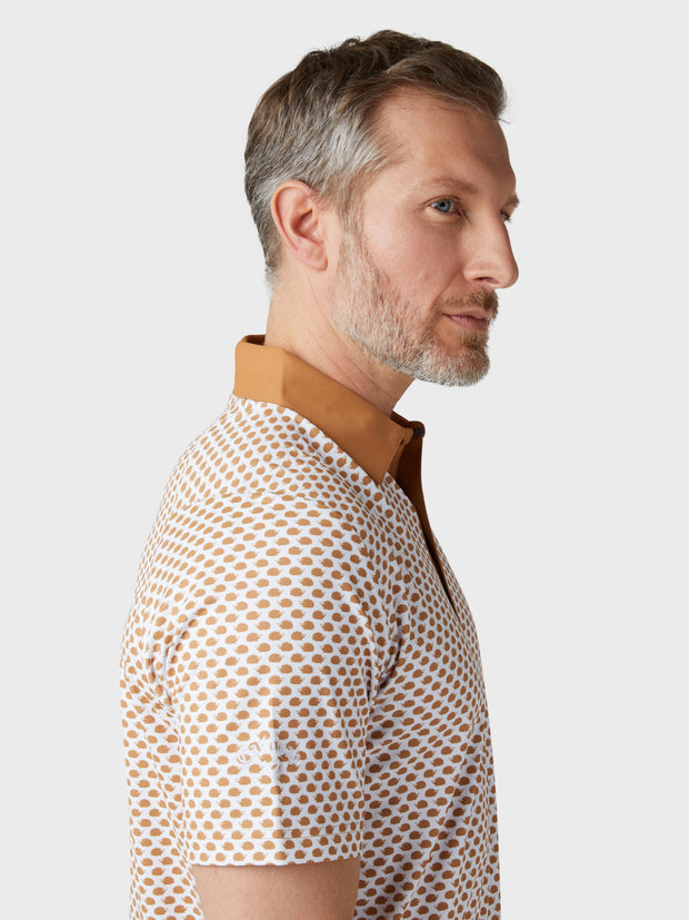 Men's Hedgehog Geo Print Polo In Tobacco Brown