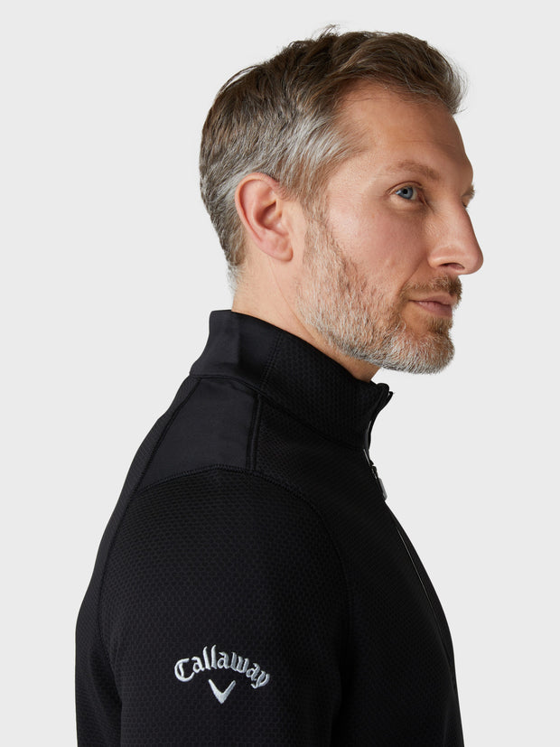 Men's Midweight 1/4 Zip Hex Pullover In Caviar