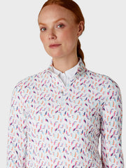Women's Birdie And Eagle Print Golf Shirt In Brilliant White