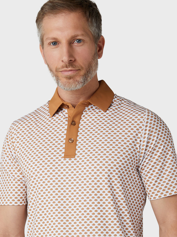 Men's Hedgehog Geo Print Polo In Tobacco Brown