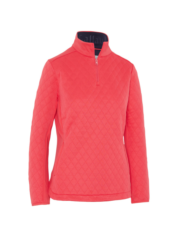 Quilted 1/4 Zip Fleece Pullover In Paradise Pink