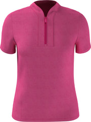 Women's Tonal Texture Heather Polo Top In Pink Peacock Heather
