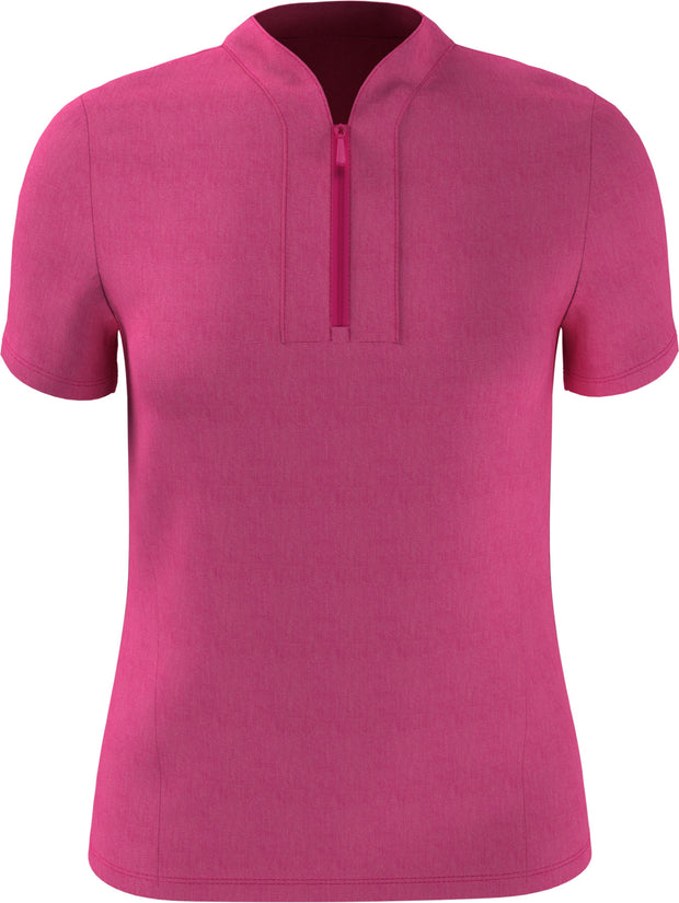 Women's Tonal Texture Heather Polo Top In Pink Peacock Heather