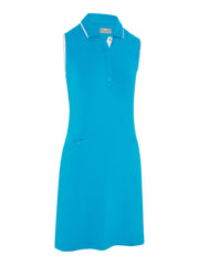 Women's Solid Golf Dress With Snap Placket In Vivid Blue