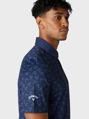 Short Sleeve Chev Trademark Print Polo Shirt In Peacoat