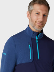 Men's Aquapel Quarter Zip Mixed Media Sweatshirt In Peacoat