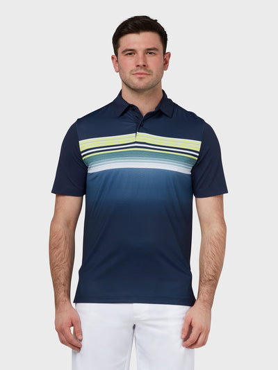 Engineered Fluid Stripe Print Polo In Peacoat