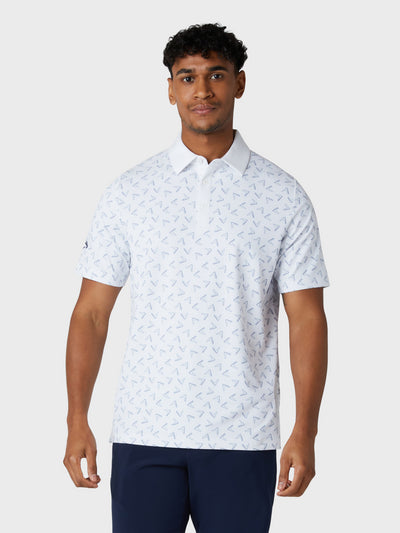 Short Sleeve Chev Trademark Print Polo Shirt In Bright White