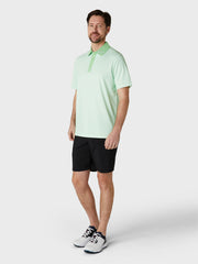 Short Sleeve Chev All Over Trademark Print Polo Shirt In Green Ash
