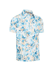 All Over X-Ray Floral Print Polo In Bright White