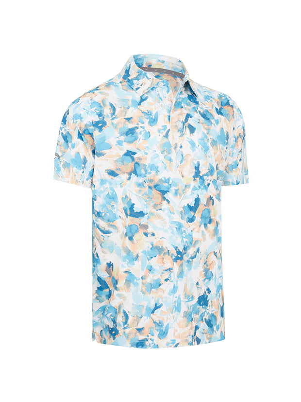 All Over X-Ray Floral Print Polo In Bright White