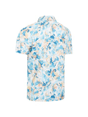 All Over X-Ray Floral Print Polo In Bright White