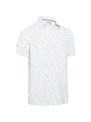 All Over Golf & Tucan Print Polo In Bright White