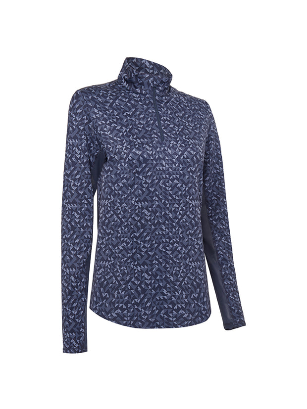 Shape Shifter Geo Printed Women's Base Layer In Peacoat