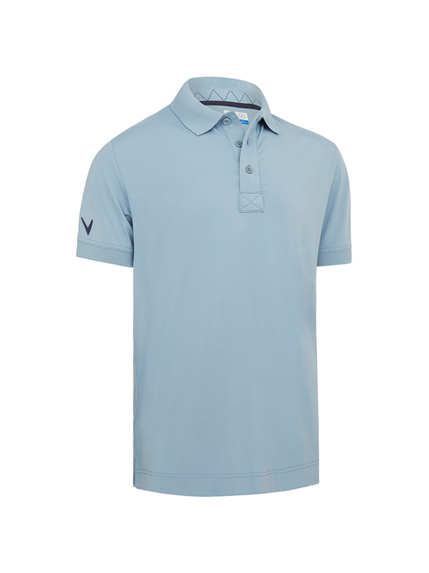 X Series Solid Ribbed Polo In Faded Denim