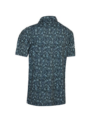 All Over Floral Outline Print Polo In Caviar