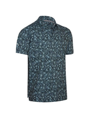 All Over Floral Outline Print Polo In Caviar
