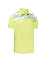 X Series Active Textured Print Polo In Lime Punch