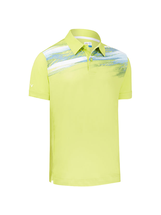 X Series Active Textured Print Polo In Lime Punch