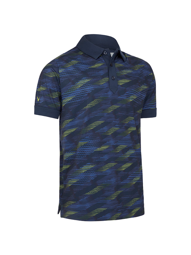 X Series All Over Active Textured Print Polo In Navy Blazer