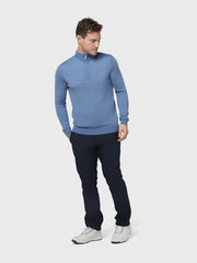 Quarter Zip Merino Sweater In Blue Horizon