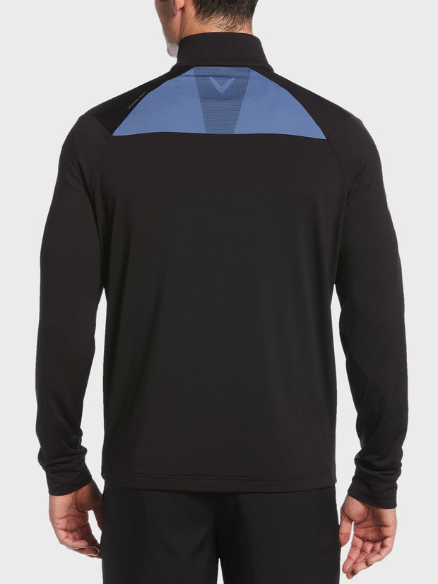 Colour Block Quarter Zip Pullover In Caviar
