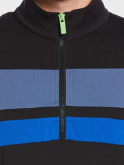 Colour Block Quarter Zip Pullover In Caviar