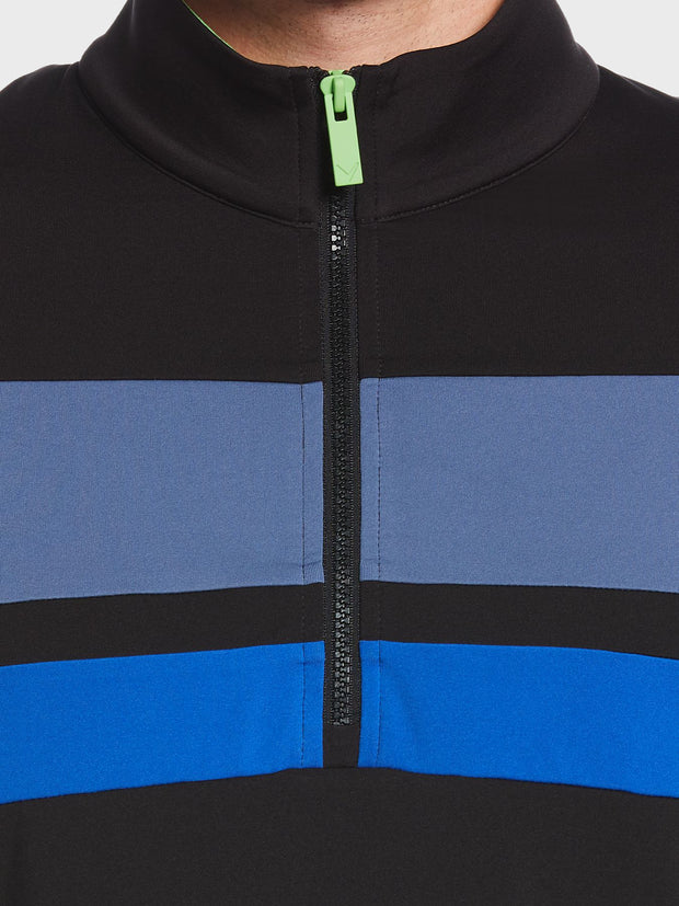 Colour Block Quarter Zip Pullover In Caviar