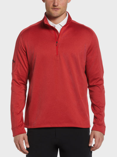 Waffle Knit Pullover In True Red Heather