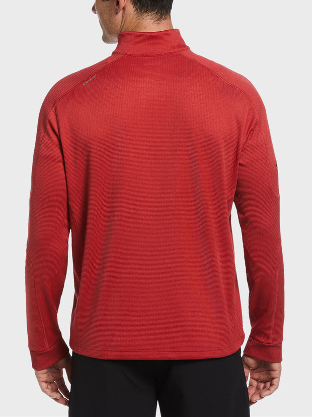 Waffle Knit Pullover In True Red Heather