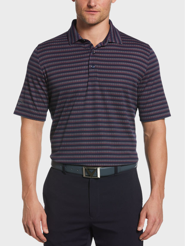 Jacquard Striped Polo In Peacoat