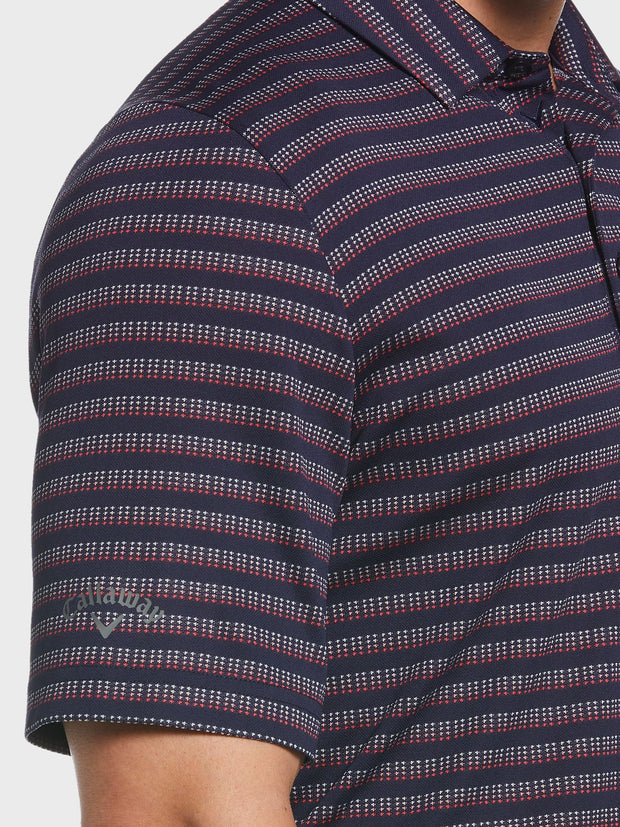 Jacquard Striped Polo In Peacoat