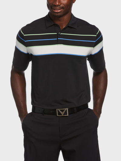 Resort Ventilated Shoulder Block Polo In Caviar