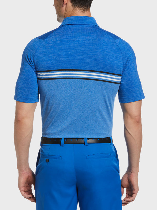 Heathered Chest Stripe Polo In Magnetic Heather