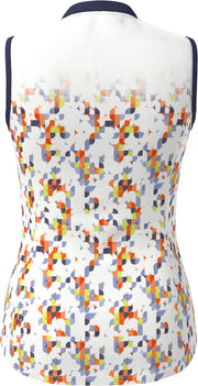 Engineered Fading Shift Geo Printed Women's Top In Brilliant White