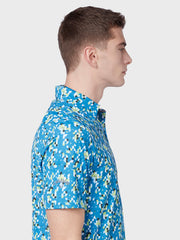 All Over Tropical Print Polo In Vallarta Blue