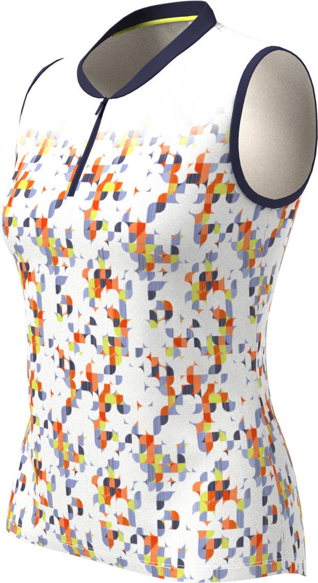 Engineered Fading Shift Geo Printed Women's Top In Brilliant White