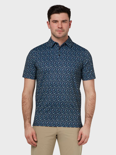 All Over Drinks Novelty Print Polo In Peacoat