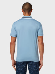 X Series Ombre Chev Print Polo In Faded Denim